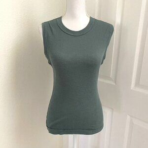 Bohme Round Neck Sleeveless Ribbed Top Green Size S Preowned  B7